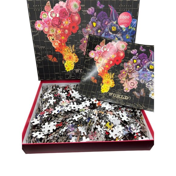 Spring Map Of The World In Full Bloom 1000 Piece Jigsaw Puzzle Gailson 1" Pieces - Picture 5 of 7